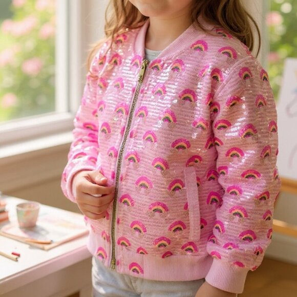 Pink Rainbow Sequin Jacket NWT - Picture 1 of 5